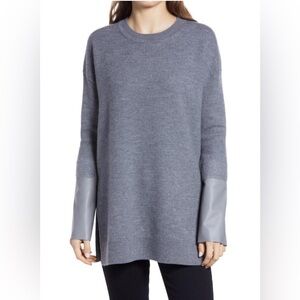 AllSaints Women’s Essy Merino Wool Lamb Leather Cuffs Sweater Size Medium